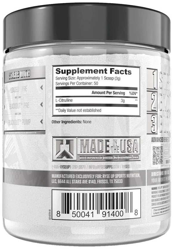Ryse Supplements L-Citrulline Non-Stim Pre-Workout|Muscle Pumps|Bodyandfitness.com