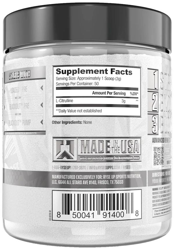 Ryse Supps L-Citrulline nitric oxide pumps