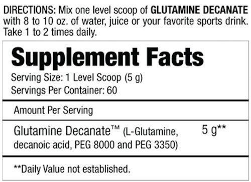 MuscleMeds Glutamine Decanate 60 servings 2 facts
 