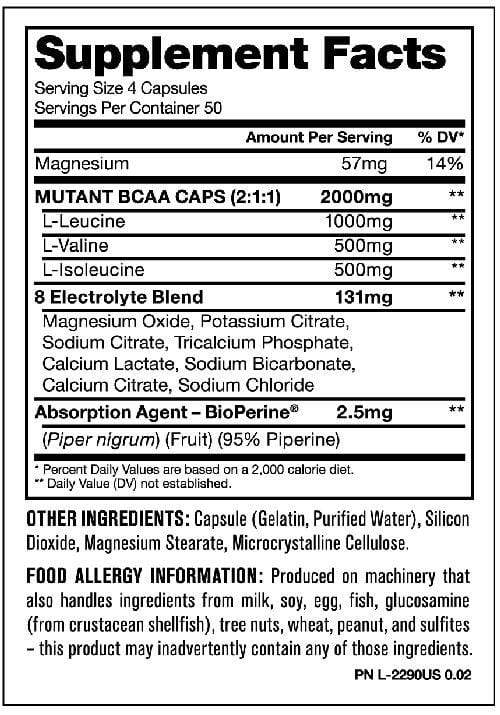 Mutant BCAA 200 Capsules muscle facts