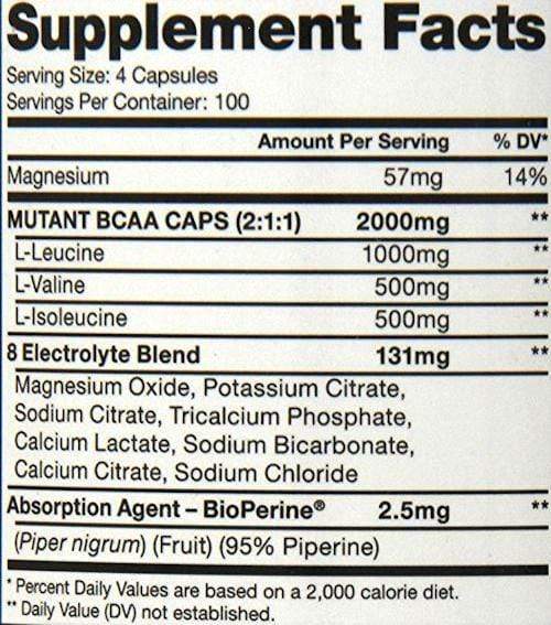 mutant BCAA 400 Capsules recovery facts