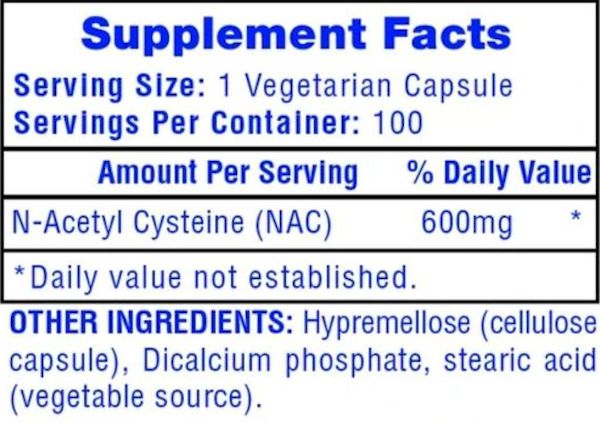 Hi-Tech Pharmaceuticals NAC 600mg antioxidant Liver fact