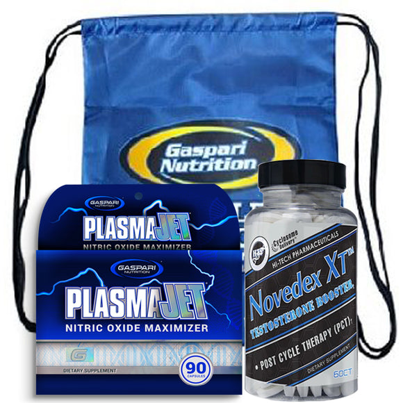 Gaspari Nutrition Plasmajet and Novedex XL Muscle Stack with FREE Back Pack|Test Booster|Bodyandfitness.com
