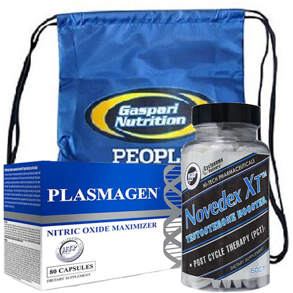 Hi-Tech Pharmaceuticals Novedex-XT and Plasmagen with FREE Back Pack|Test Booster|Bodyandfitness.com