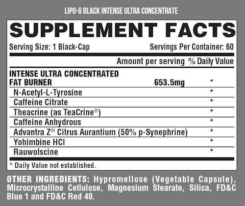 Nutrex Lipo-6 Black Intense 60 capsules facts