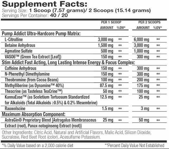 Muscle Addiction Pump Addict Ultra Hardcore 40 servings|VASO6|Bodyandfitness.com