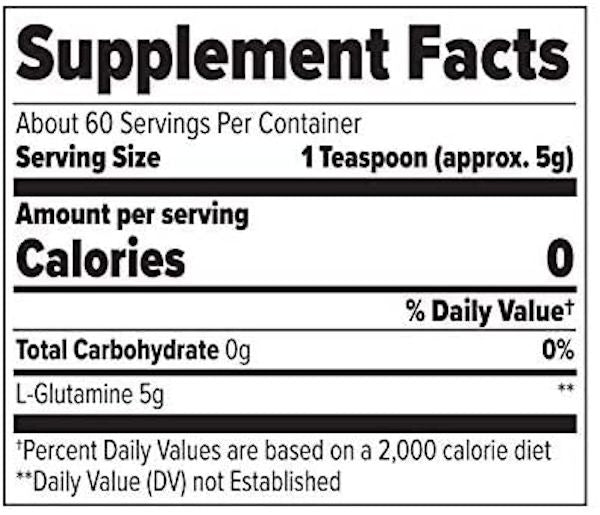 FinaFlex Pure Glutamine 300gm 60 servings fact