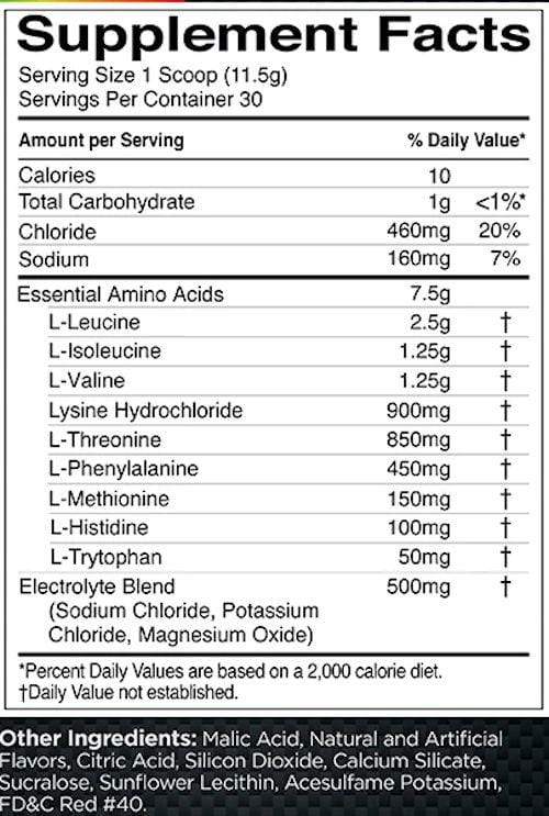 Rule One Essential Amino 9 30servings facts