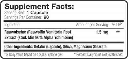 SNS Serious Nutrition Solutions Alpha Yohimbine 90 caps facts