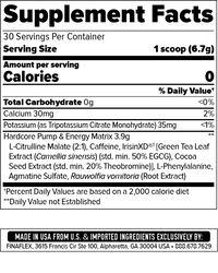 FinaFlex Stimul8 Hardcore Xtreme Super Pre-Workout fact