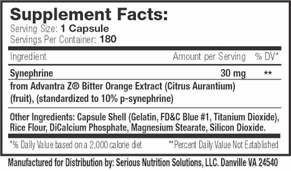 Serious Nutrition Solutions SNS SYN-30 Fat Burner 180 Caps|Appetite Control|Bodyandfitness.com