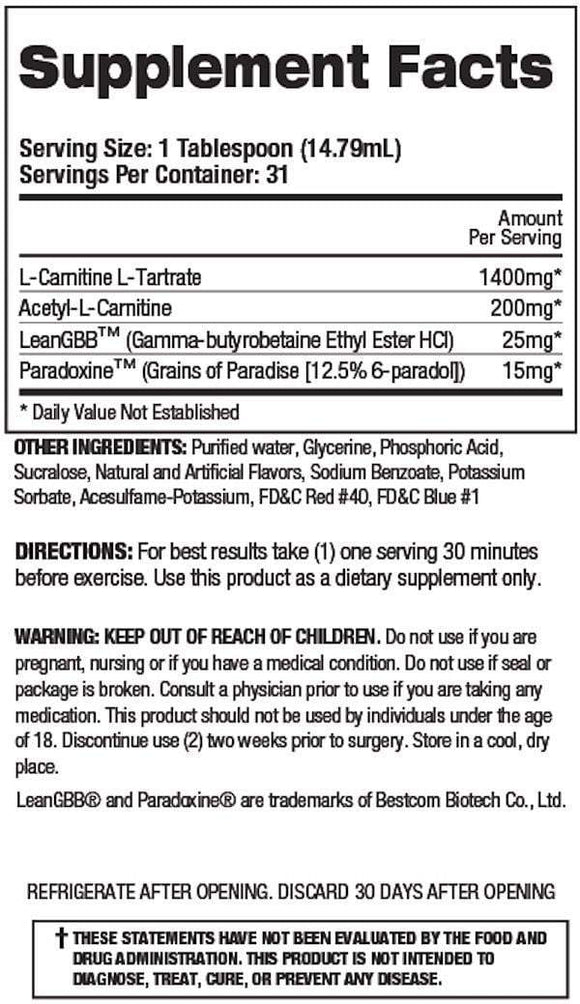 Top Secret Nutrition Fireball L-Carnitine Liquid 31 servings|Fat Burner|Bodyandfitness.com