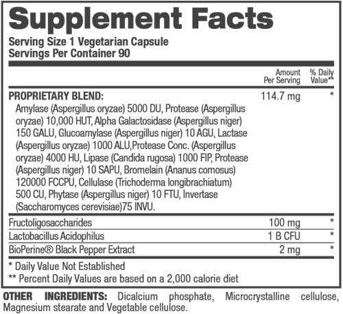 Top Secret Nutrition Digestive Enzymes 90 VCaps|Digestion|Bodyandfitness.com