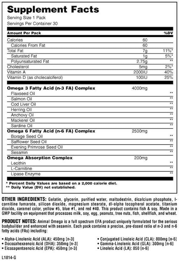 Universal Nutrition Animal Omega 30 pack|Omega 3|Bodyandfitness.com